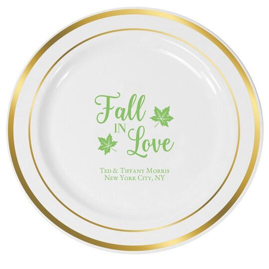 Big Autumn Fall In Love Premium Banded Plastic Plates